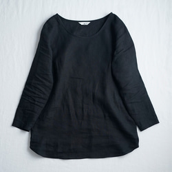 【LLサイズ】【wafu】Linen Top 黄金比率のネック角度 毎日のインナーにも/黒色 p008a-bck1-ll 10枚目の画像