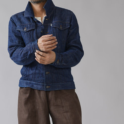 wafu】厚地 リネンデニムジャケット男女兼用 リネンGジャン/インディゴ