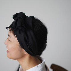 [wafu] Slightly Thin 流蘇髮帶亞麻頭巾髮飾 Katum/黑色 z024a-bck1*k 第1張的照片