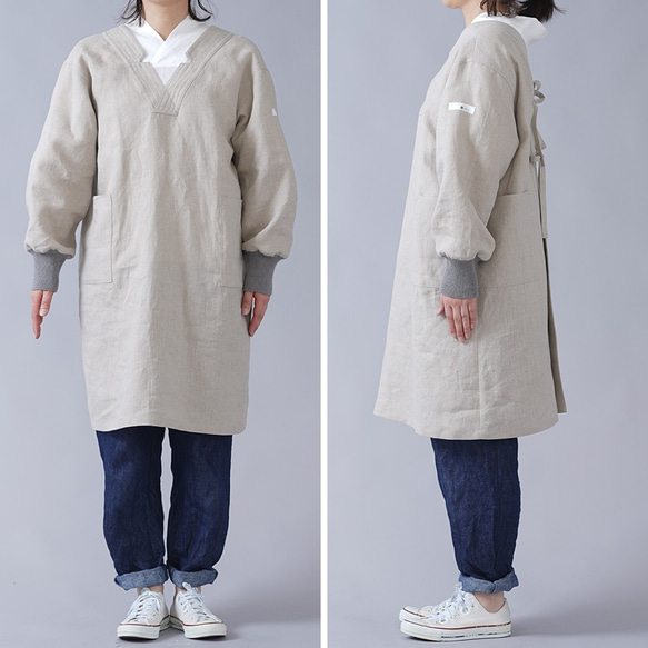 [Wafu] 中厚亞麻 Kappogi Workwear with ribs Workwear Uniform / Flax N 第4張的照片