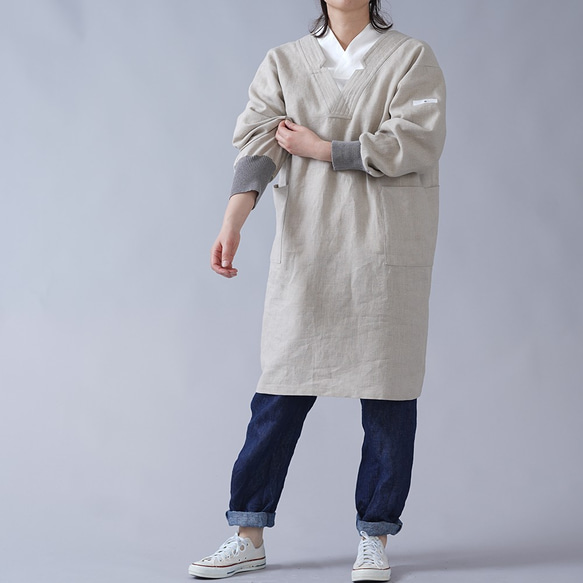 [Wafu] 中厚亞麻 Kappogi Workwear with ribs Workwear Uniform / Flax N 第8張的照片