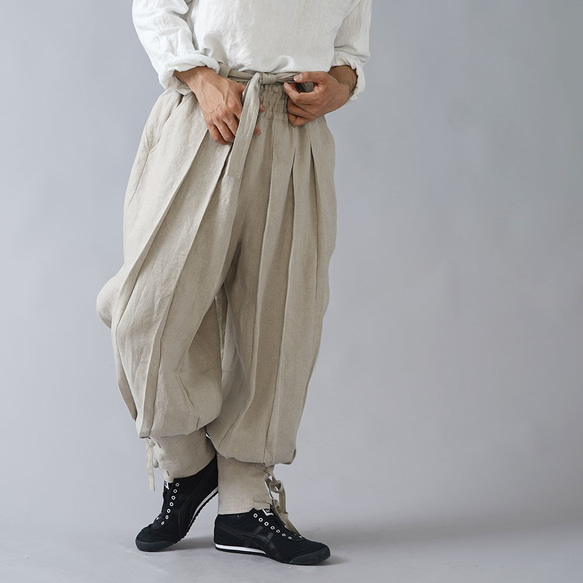 [Wafu] 亞麻 100% Ninja Pants ninja japan Unisex / Flax Natural b00 第1張的照片