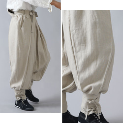 [Wafu] 亞麻 100% Ninja Pants ninja japan Unisex / Flax Natural b00 第2張的照片