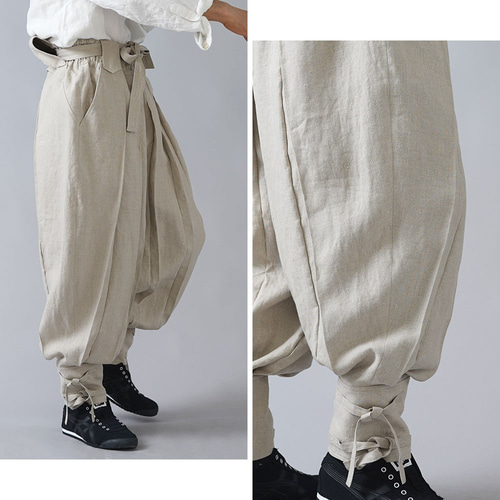 amama♡即日発送♡ツムツムパンデザインセット販売 wafu】linen100% 忍者パンツ ninja japan 男女兼用/亜麻