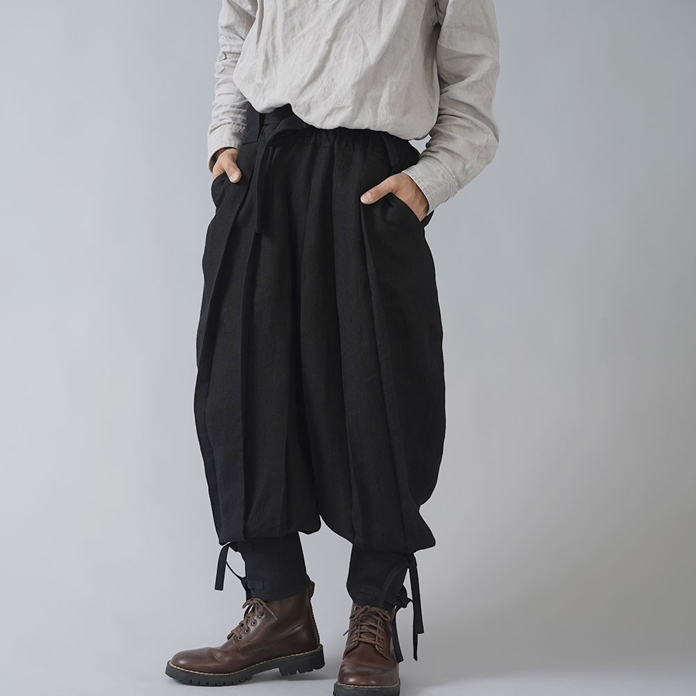 うなぎの寝床　シワ加工お洒落なパンツ シワ加工リラックスワイドパンツ 春 夏[品番：SHNW0009562