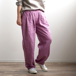 [Wafu] 超高密度亞麻 2 褶球褲 Unisex 微薄 60th / 淡紫色 b010i-fji1 第1張的照片