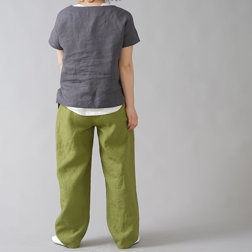 wafu】超高密度リネン 2タック ボールパンツ 男女兼用 やや薄地 60番手
