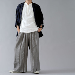 【Mサイズ】【wafu】男女兼用 リネン100％ プリーツパンツ ベルト付 やや薄地/にびいろ b005g-nib1 3枚目の画像