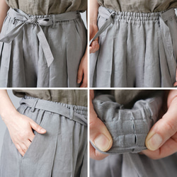 【Mサイズ】【wafu】男女兼用 リネン100％ プリーツパンツ ベルト付 やや薄地/にびいろ b005g-nib1 10枚目の画像