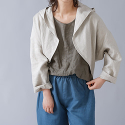 wafuリネン ♡ フードボレロ ／ 亜麻ナチュラル ♡ 美品 ♪ wafu】リネン フード付 マーガレット ボレロ トッパー