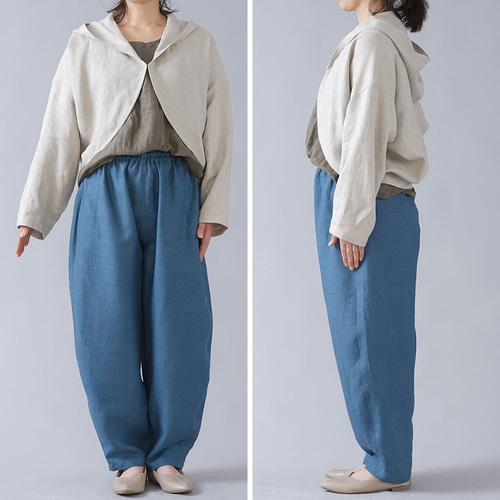 wafuリネン ♡ フードボレロ ／ 亜麻ナチュラル ♡ 美品 ♪ wafu】リネン フード付 マーガレット ボレロ トッパー