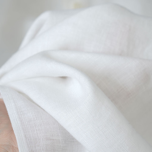 [S 尺寸][wafu] 亞麻立領襯衫男女皆宜翻邊袖中等重量布料 / 白色 t038g-wt2 第5張的照片