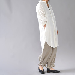 【wafu】裾ギュンリネンパンツ 裾がすぼまってるパンツ 男女兼用 やや薄地/亜麻ナチュラル b006f-amn1 7枚目の画像