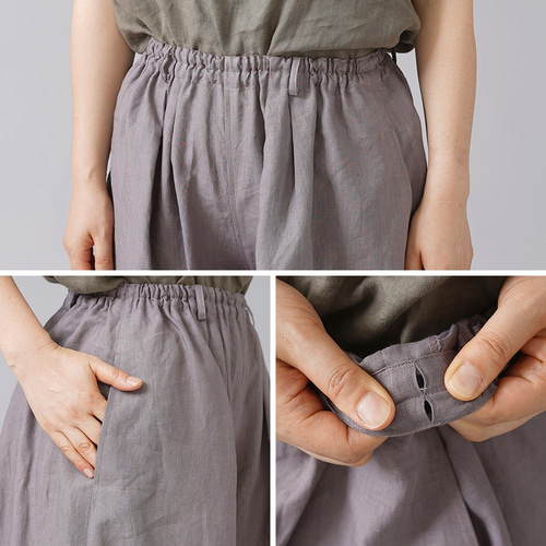 wafu]超高密度亞麻阿拉丁球褲，略薄，第60支/棕鼠b005j-cnz1 褲裙・寬 