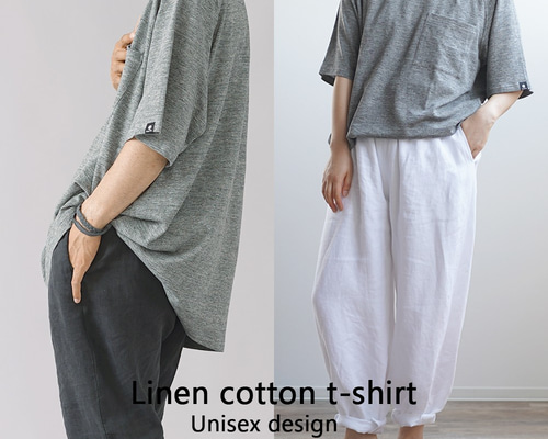 ユリさま専用 Lサイズ】【wafuオリジナル】【早割】リネン混 半袖Tシャツ 胸