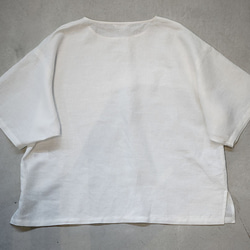 【見習い製作品】リネン100% ビッグシルエット ゆるTシャツ #training /ホワイト t050c-wht1*k 7枚目の画像