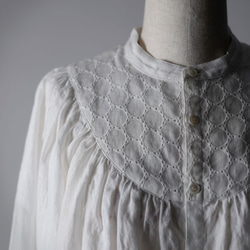 【wafu】Lola （ロラ） Embroidered linen shirt/ t014c-wht1 1枚目の画像