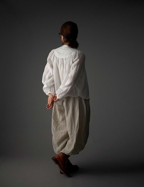 【wafu】Lola （ロラ） Embroidered linen shirt/ t014c-wht1 3枚目の画像