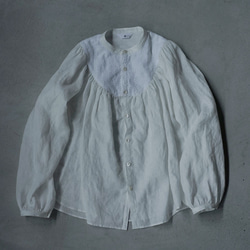 【wafu】Lola （ロラ） Embroidered linen shirt/ t014c-wht1 7枚目の画像