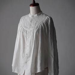 【wafu】Lola （ロラ） Embroidered linen shirt/ t014c-wht1 10枚目の画像