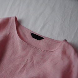 [學徒品] Chambray Linen Round Neck Big T-shirt Linen Tops/Pink t050 第9張的照片