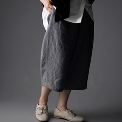 【wafu】Linen pants 男女兼用 クロップド丈 リネンパンツ 先染め/スチールグレー b018g-stg2 3枚目の画像