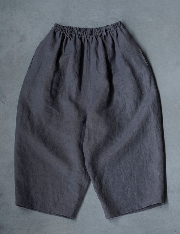 【wafu】Linen pants 男女兼用 クロップド丈 リネンパンツ 先染め/スチールグレー b018g-stg2 5枚目の画像