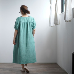 < wafu > 亞麻洋裝 短袖 #training/藍 a013n-ind1 第5張的照片