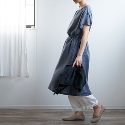 【學徒工】瀏覽法式袖連衣裙Half linen#training/Indigo a012e-ind1 第2張的照片