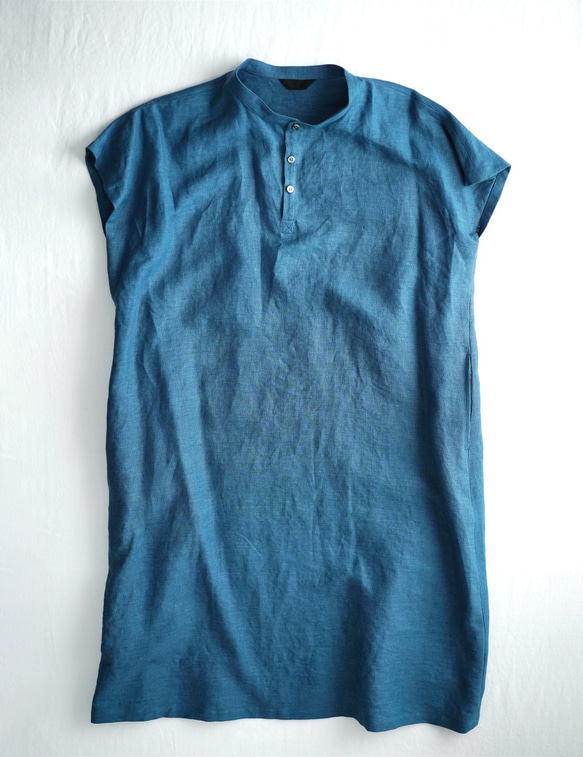 【實習】限量法式袖連衣裙/藍色passe a073h-bps2 第8張的照片