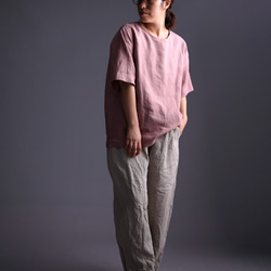 【見習い製作品】数量限定 浅いVネックTシャツ  linen100% /蘇芳香(すおうこう) t025f-sok1 2枚目の画像