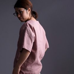 【見習い製作品】数量限定 浅いVネックTシャツ  linen100% /蘇芳香(すおうこう) t025f-sok1 3枚目の画像