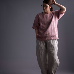 【見習い製作品】数量限定 浅いVネックTシャツ  linen100% /蘇芳香(すおうこう) t025f-sok1 4枚目の画像