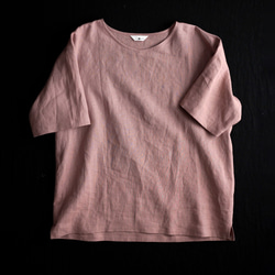 【見習い製作品】数量限定 浅いVネックTシャツ  linen100% /蘇芳香(すおうこう) t025f-sok1 9枚目の画像