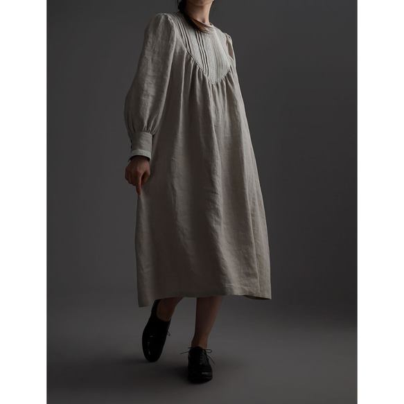 [wafu訂單銷售]「波特曼」亞麻洋裝木巴蕾絲/a014c-flx1 第3張的照片