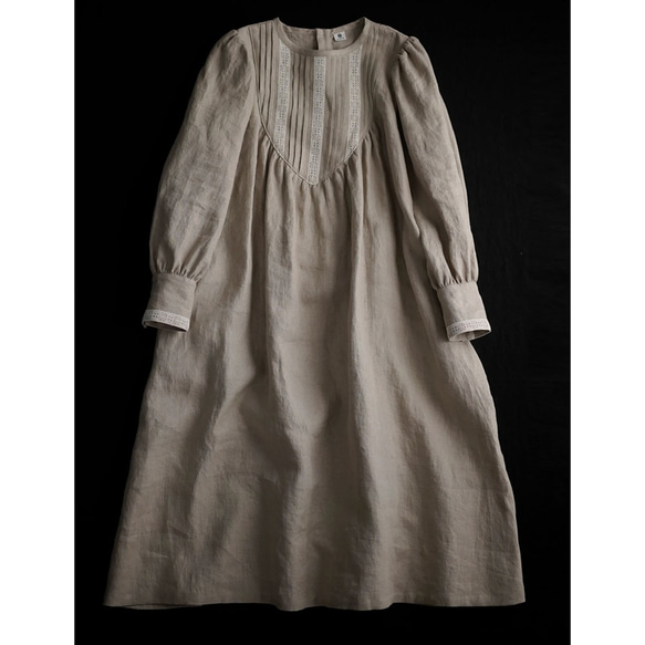 [wafu訂單銷售]「波特曼」亞麻洋裝木巴蕾絲/a014c-flx1 第10張的照片