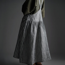 [wafu] Linen Tablier Apron tablier/stripe a037e-stp2 第2張的照片