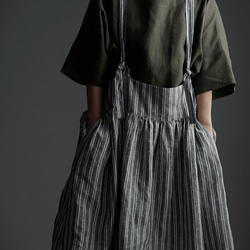 [wafu] Linen Tablier Apron tablier/stripe a037e-stp2 第3張的照片