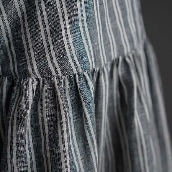 [wafu] Linen Tablier Apron tablier/stripe a037e-stp2 第4張的照片