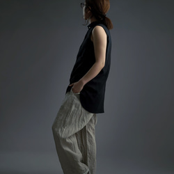 【wafu】雅亜麻 linen shirt 　丸襟 比翼 シャツ  インナーとしても/黒色 p018a-bck1 2枚目の画像