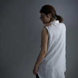 [wafu] 雅亞麻襯衫 圓領日服襯衫 也可做內層/白 p018a-wt1 第2張的照片
