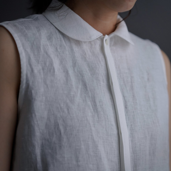 [wafu] 雅亞麻襯衫 圓領日服襯衫 也可做內層/白 p018a-wt1 第5張的照片