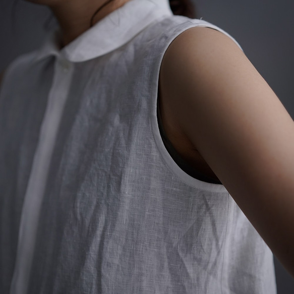 [wafu] 雅亞麻襯衫 圓領日服襯衫 也可做內層/白 p018a-wt1 第6張的照片