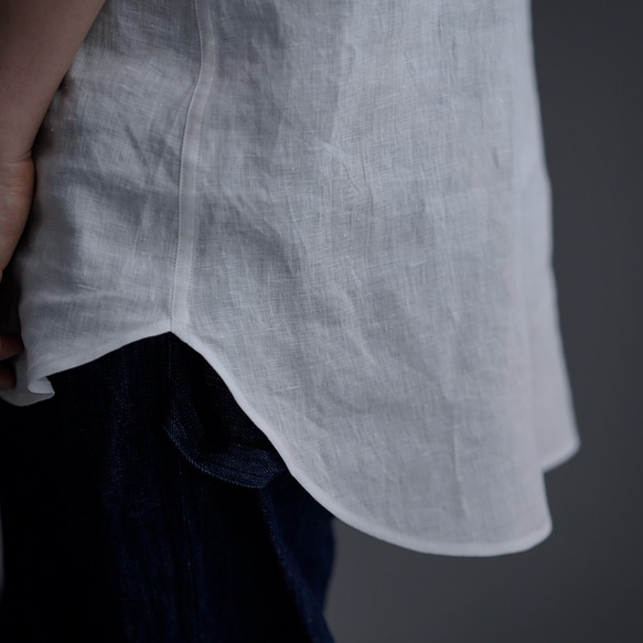 [wafu] 雅亞麻襯衫 圓領日服襯衫 也可做內層/白 p018a-wt1 第8張的照片