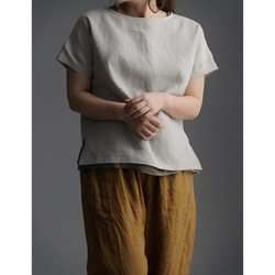 【wafu】Linen T-shirt ドロップショルダー Tシャツ/亜麻ナチュラル t001l-amn1 1枚目の画像