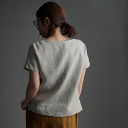 【wafu】Linen T-shirt ドロップショルダー Tシャツ/亜麻ナチュラル t001l-amn1 2枚目の画像