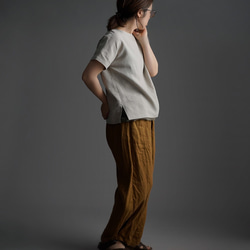 【wafu】Linen T-shirt ドロップショルダー Tシャツ/亜麻ナチュラル t001l-amn1 5枚目の画像