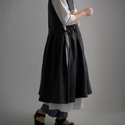 [wafu premium] 亞麻分層圍裙連身裙 / chaudron a037g-cdn2 第4張的照片