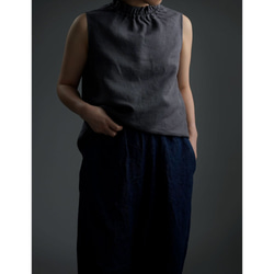 [wafu] Miyabi 亞麻抽褶領口 也可用作內衣/Sumiiro p014c-smi1 第4張的照片
