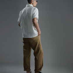 【wafu】Linen Polo Shirt ポロシャツ 超高密度リネン /白色 t053a-wht1 2枚目の画像